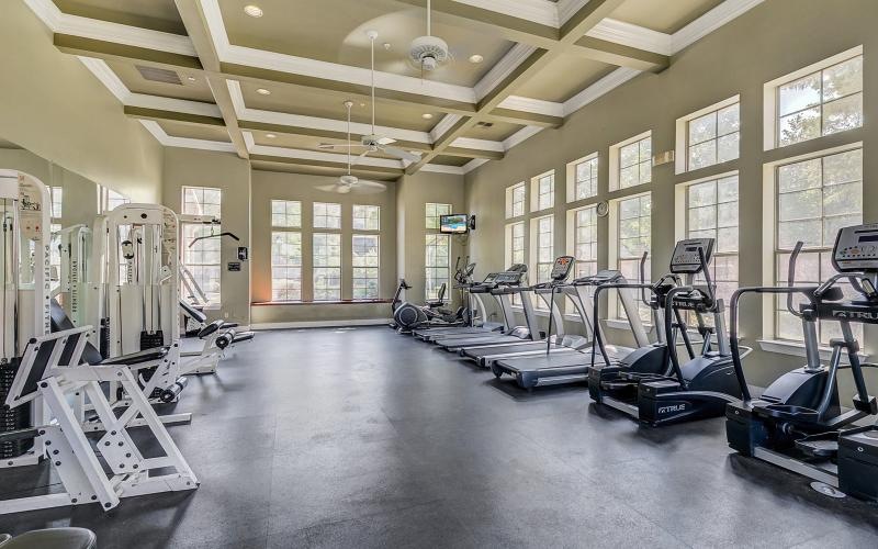 a gym with exercise equipment